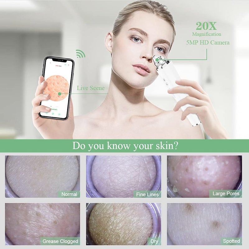prabensei Blackhead Remover Pore Vacuum, ã€[FDA Certification] ã€‘ WiFi Visible Facial Pore Cleanser with HD Camera Pimple Acne Comedone Extractor Kit with 6 Suction Heads Electric Blackhead Suction Tool - Image 2